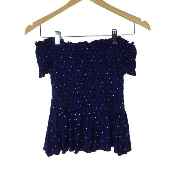 Japna Cropped top  Small Navy blue with white polka dots.   100% Rayon - Picture 4 of 6